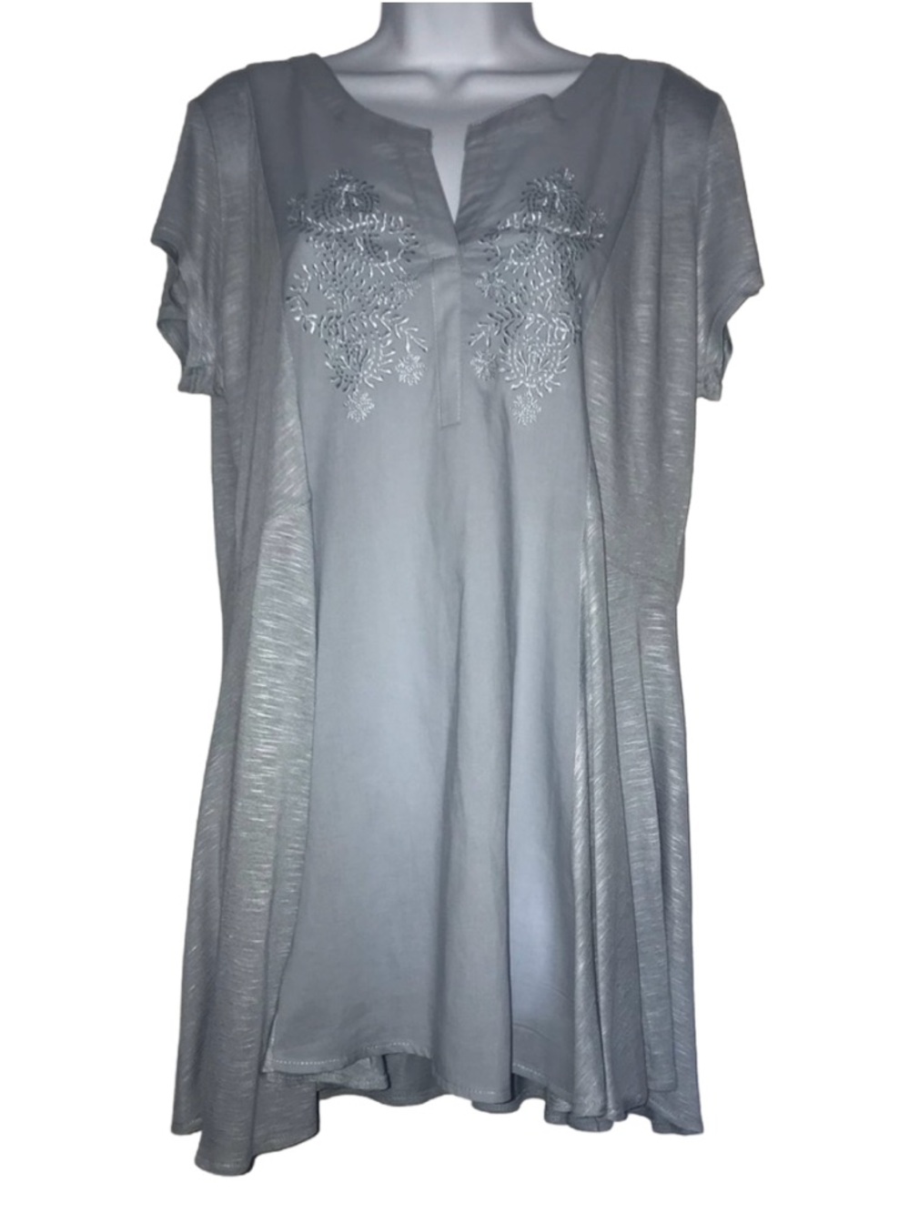 Adobe Star Cap Sleeve Embroidered Long Top L*